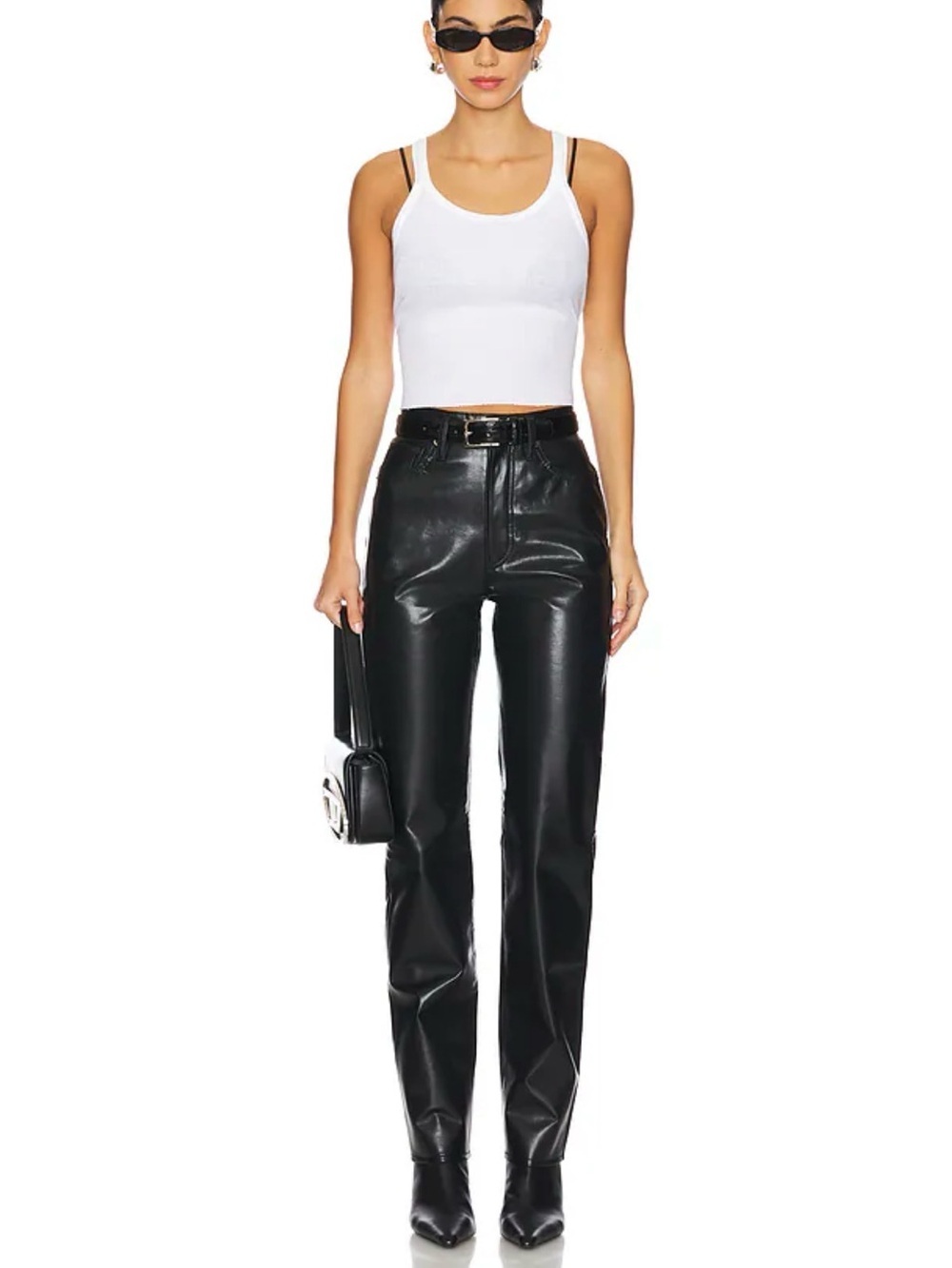 AGOLDE-90’s PINCH WAIST HIGH RISE- SIZE 24-RECYCLED LEATHER STRAIGHT LEG PANT - Picture 2 of 9
